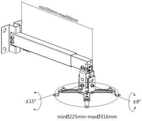 Blackmount Βάση Projector Τοίχου με Μέγιστο Φορτίο 10kg Λευκή