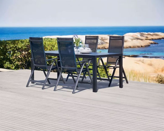 Scaun de exterior Metalic Gri 4buc 70x57x106cm