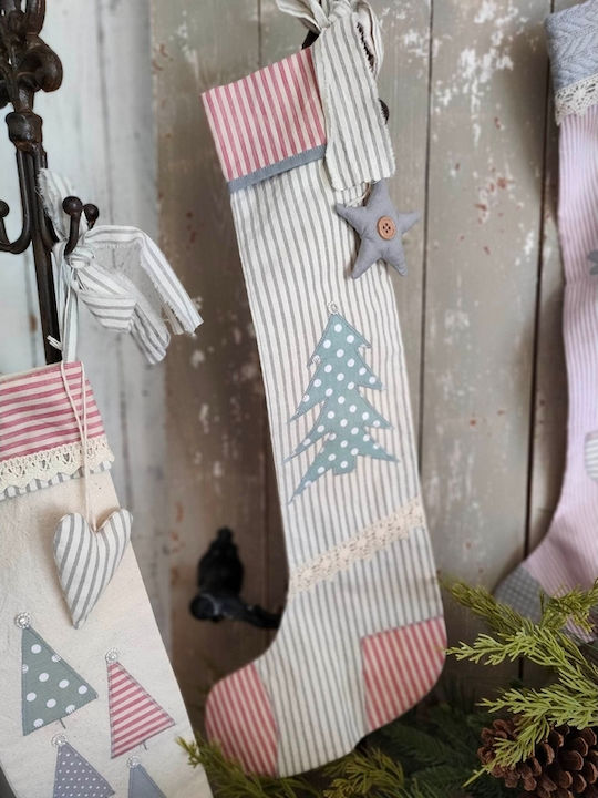 Handmade Patchwork Christmas Decorative Socks Fabric with Santa Claus 3pcs
