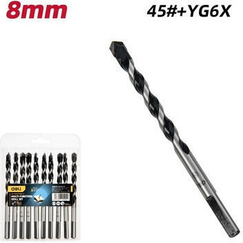 Deli Set of 10 Drills Carbide with Triangular Shank for Masonry, Metal, Wood, Glass and Tiles