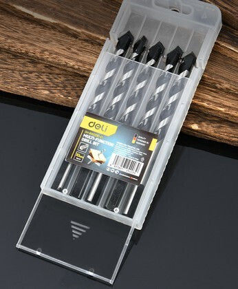 Deli Set of 5 Drills Carbide with Triangular Shank for Masonry, Metal, Wood, Glass and Tiles