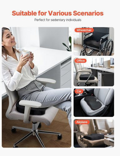 Vevor Seat Cushion with Memory Foam 43.5x33x8.3cm Black LYDCGZDHMNJ0V30SJ001V0
