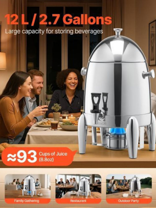 Vevor Dispenser Hot & Cold Beverages 12lt L28 x W28 x H52 cm
