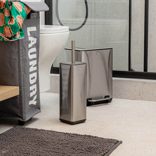 Estia Cubic Inox Badezimmer Mülleimer Sanftes Schließen 6Es Silber