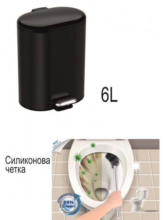 Inter Ceramic Metallisch Set aus Toilettenbürste und Mülleimer für das Badezimmer Schwarz