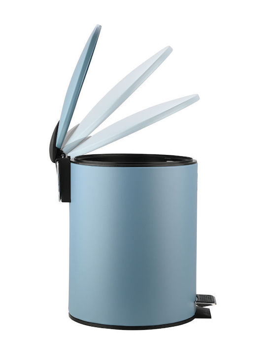 Estia Classic Metallic Bathroom Brush and Bin Set 5l Blue