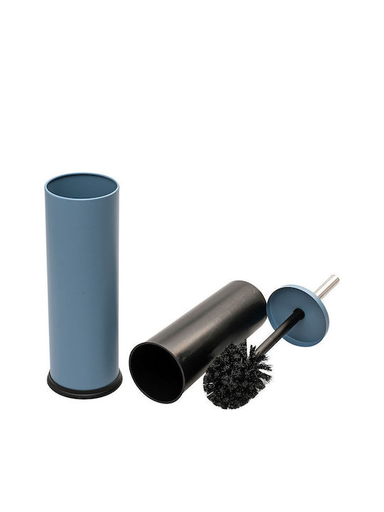 Estia Classic Metallic Bathroom Brush and Bin Set 5l Blue