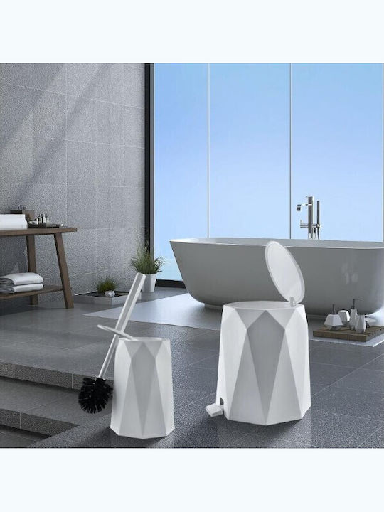 Viosarp Plastic Toilet Brush and Basket Set 5lt Beige