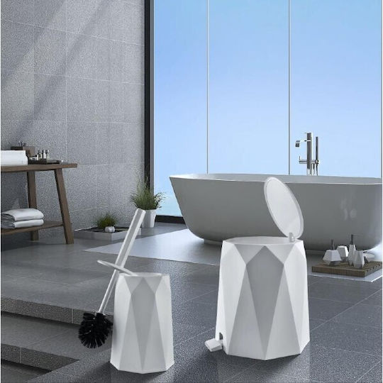 Viosarp Plastic Toilet Brush and Basket Set 5lt Beige