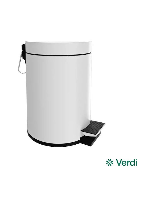 Verdi Μεταλλικό Καλαθάκι Μπάνιου 5lt Λευκό