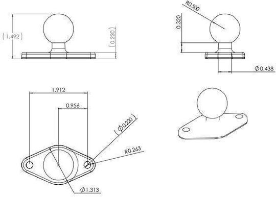 Ram Mounts Ram Chrome Diamond Ball Base