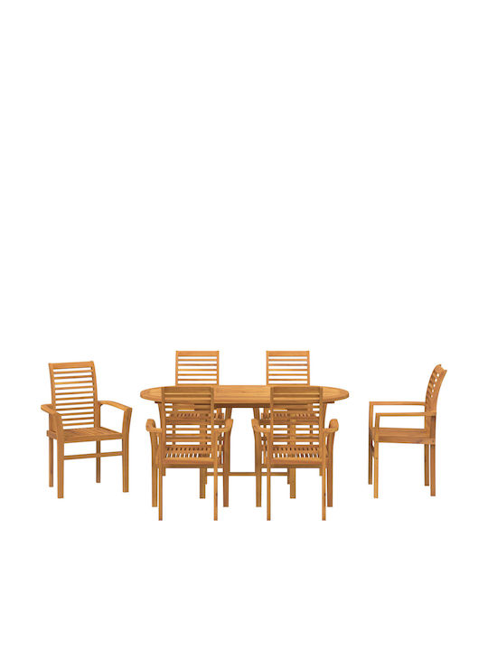 Garten- und Outdoor-Möbelsets Typsatz Speisesaal 7 Stück Braune