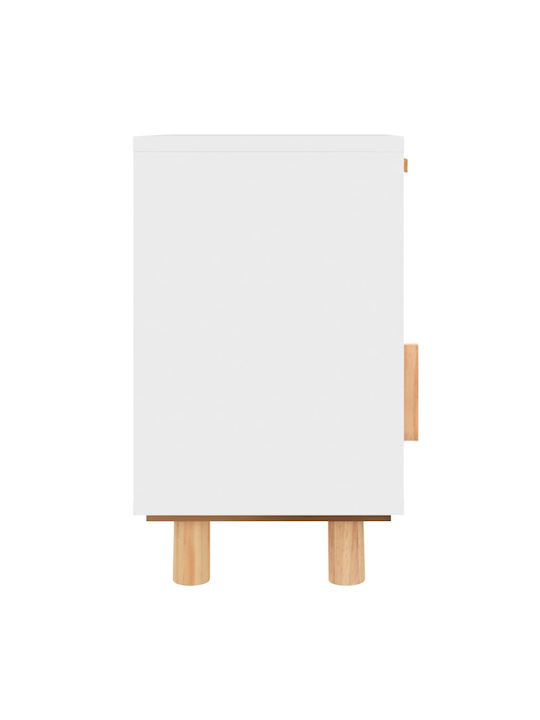 Noptiere din Lemn Masiv Bej 2buc 40x30x50cm