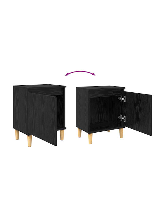 Κομοδίνο από Μασίφ Ξύλο Μαύρη δρυς 40x30x50cm