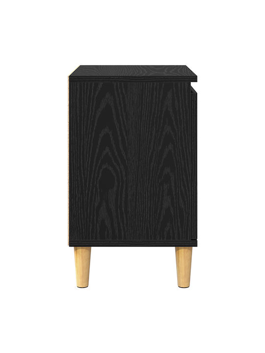 Κομοδίνο από Μασίφ Ξύλο Μαύρη δρυς 40x30x50cm