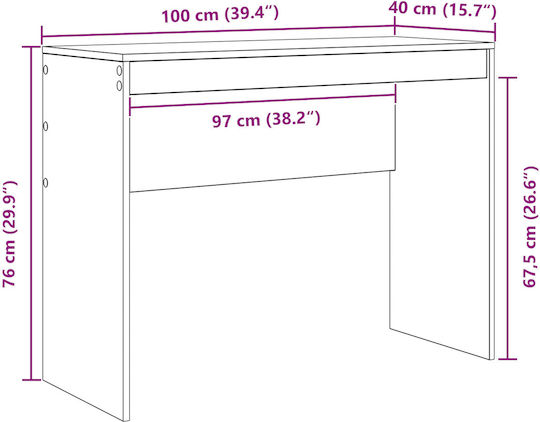 Γραφείο Υπολογιστή Ξύλινο Γκρι Sonoma 100x40x76εκ.