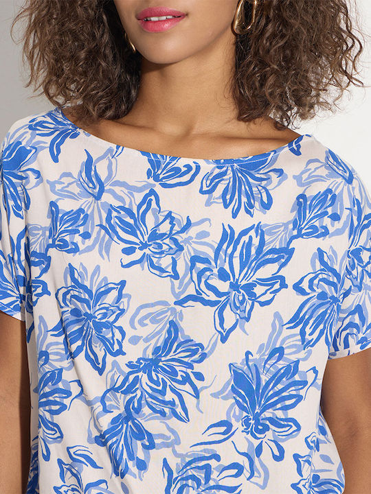 Women's Blouse Short Sleeve Blue