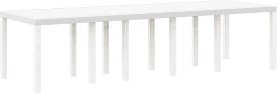 Τραπέζι Εξωτερικού Χώρου Rattan Λευκό 300x100x73εκ.