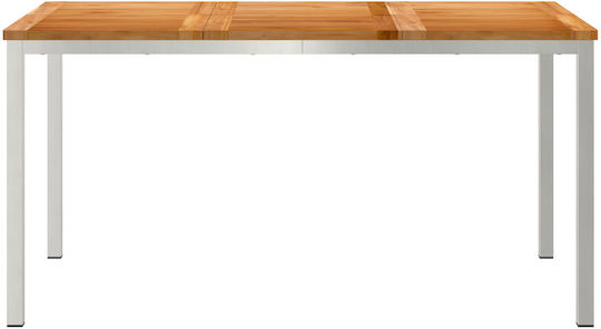 Masă Exterior Teak Cu Ramă Metalică Maro 150x90x75cm