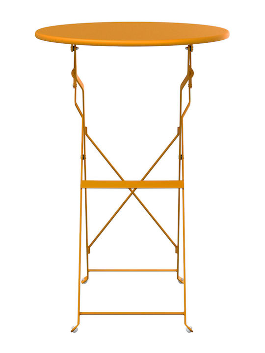 Sitting Room Outdoor Foldable Metal Table Mustard 50x50x71cm