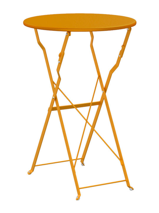 Sitting Room Outdoor Foldable Metal Table Mustard 50x50x71cm