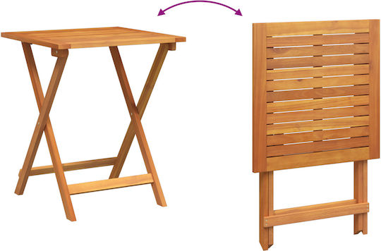 Outdoor Dinner Foldable Wood Table Natural 60x60x72cm