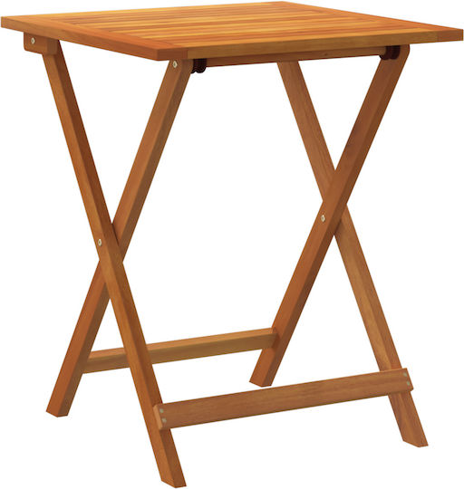 Outdoor Dinner Foldable Wood Table Natural 60x60x72cm
