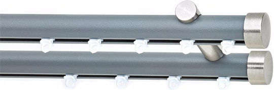 Metallic Curtain Pole Soleil Tapo Double with Rail Diameter 25mm Length 160cm Nickel Color 7