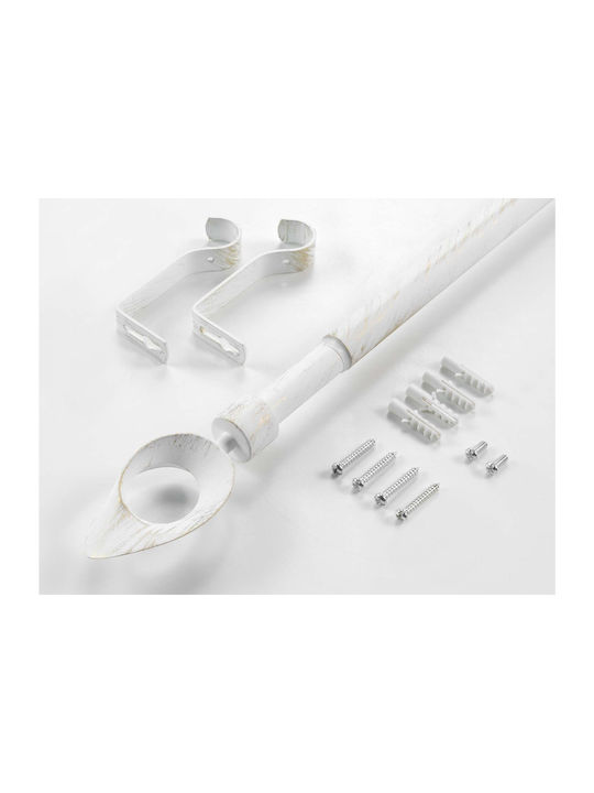 Douceur d'Intérieur Ausziehbare Metallische Vorhangstange Ovalon Einzeln Φ19mm 210-210cm Weiß
