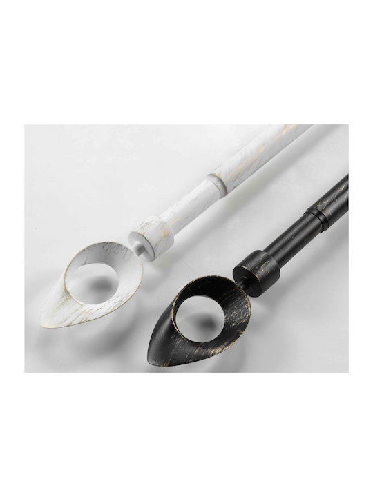 Douceur d'Intérieur Ausziehbare Metallische Vorhangstange Ovalon Einzeln Φ19mm 210-210cm Weiß