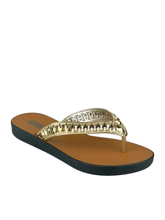 Women's Flat Sandals in Gold Color