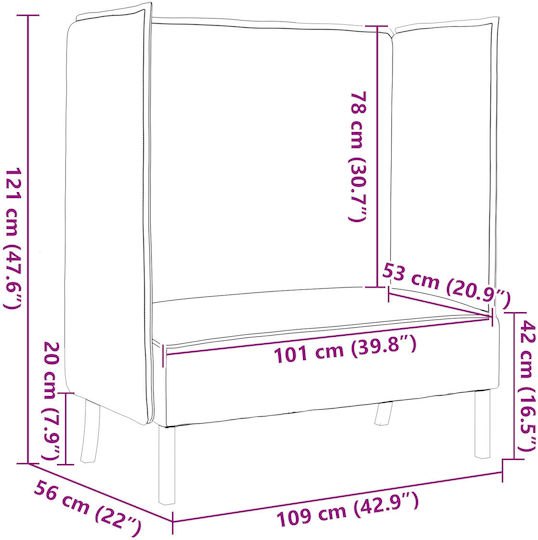 Ecksofa mit Umkehrbarer Winkel Rosa 109x56x121cm
