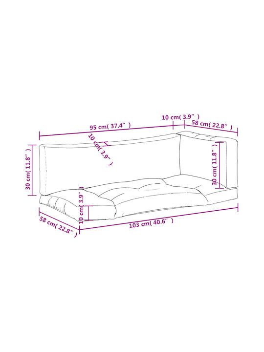 vidaxl Pallet Cushions 3 Pieces Black Fabric
