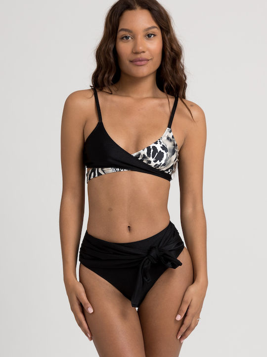 Set Bikini Ψηλόμεσο Animal Print Black