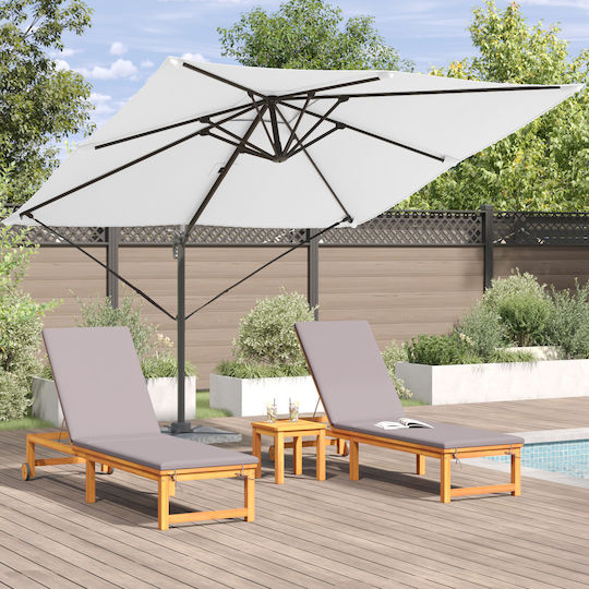 Umbrelă Suspendată Pătrată Din Aluminiu Bej 3x3xÎnălțime 2.65m