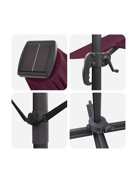Umbrelă Suspendată Din Aluminiu Burgundy 2.86x2.85xÎnălțime 2.7m