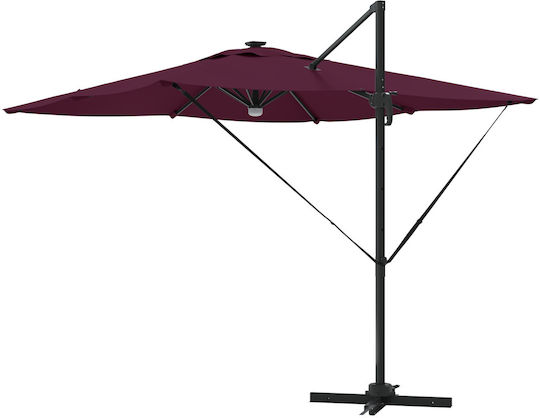 Hängender Aluminium-Burgunder Garten- und Terrassen-Sonnenschirm 2,86x2,85xHöhe 2,7 m