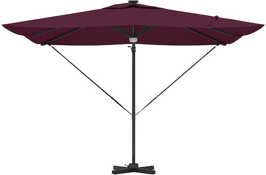 Hängender Aluminium-Burgunder Garten- und Terrassen-Sonnenschirm 2,86x2,85xHöhe 2,7 m