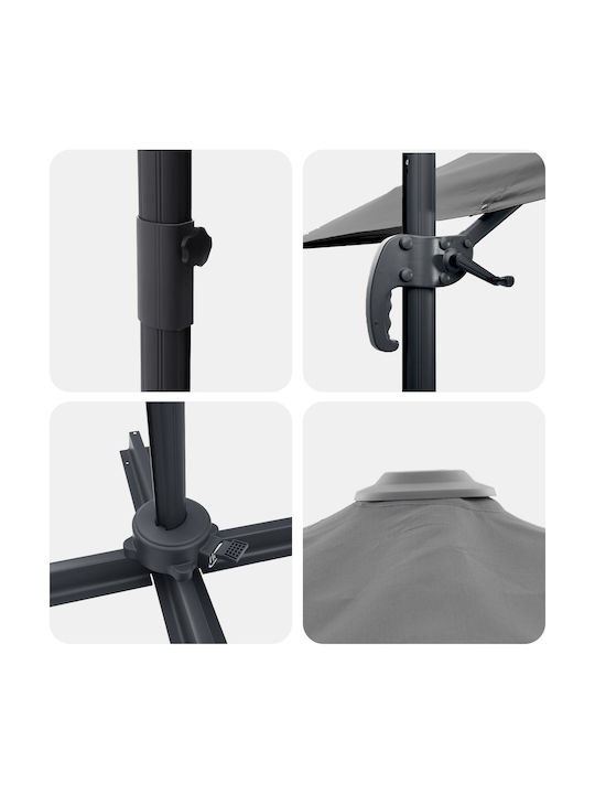 Hanging Aluminum Garden Parasol Grey 2.86x2.85xHeight 2.65m