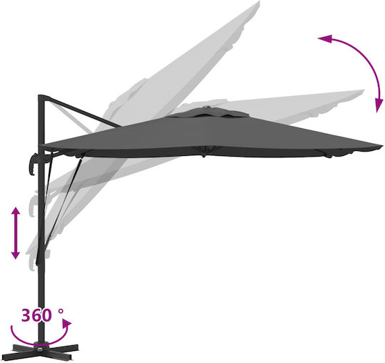 Garten- und Terrassen-Sonnenschirm Hängend Aluminium Gray 2,86x2,85xHöhe 2,65 m