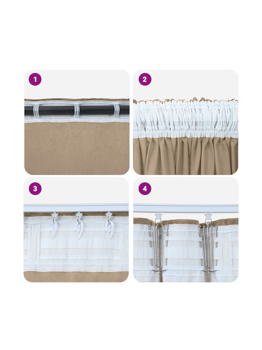 vidaXL Set Window Curtains With Ecru Pencil Pleat 140x140cm