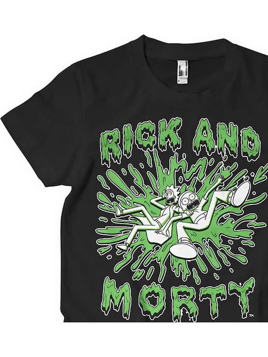 Rick Morty Splash T-shirt Black Ανδρικό Wb-1-rm001-h58-5-bk