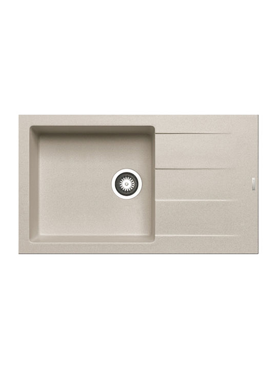 Pyramis Athlos Plus 1B 1D 070070811 Drop-In Мивка от Синтетичен Гранит Ш86xД50см Бежов