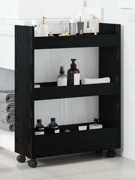 vidaXL Επιδαπέδια Ραφιέρα Μπάνιου Ξύλινη 60x22x80cm Μαύρη