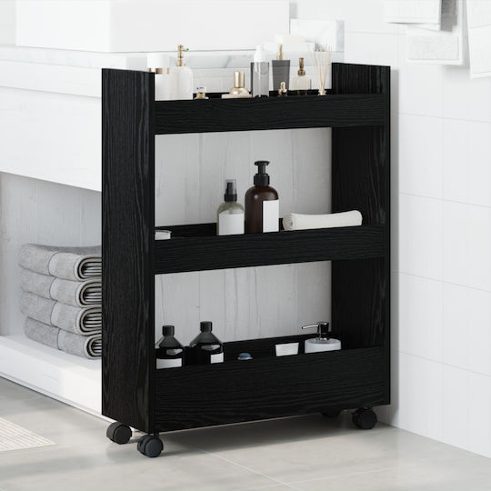 vidaXL Επιδαπέδια Ραφιέρα Μπάνιου Ξύλινη 60x22x80cm Μαύρη