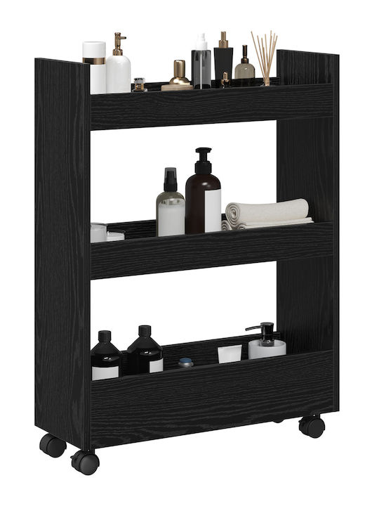 vidaXL Επιδαπέδια Ραφιέρα Μπάνιου Ξύλινη 60x22x80cm Μαύρη