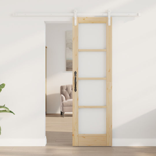 Vidaxl Ușă Glisantă Set Accesorii 'orkdal' Lemn Masiv și Sticlă