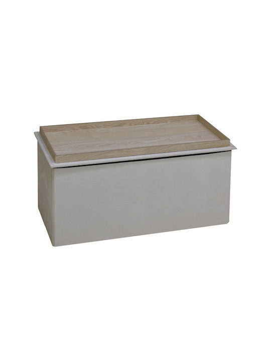 Stool For Living Room With Storage Space Upholstered with Velvet Koper Beige Shade 76x38x38cm