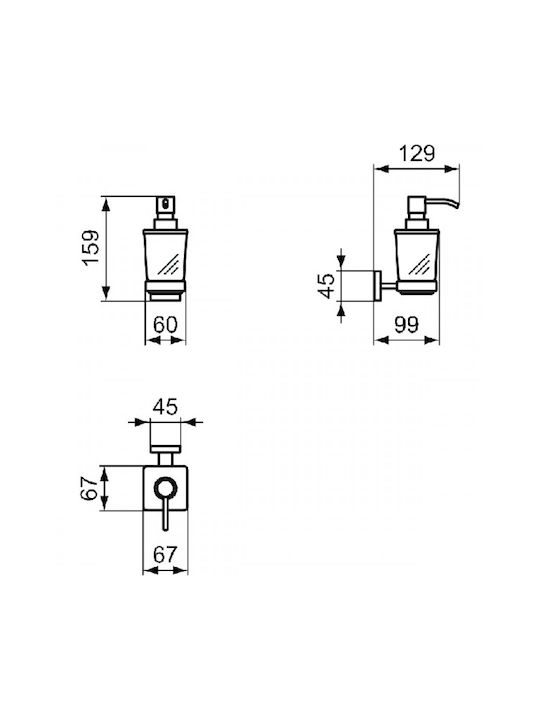 Ideal Standard Iom Square Επιτοίχιο Dispenser Γυάλινο Ασημί
