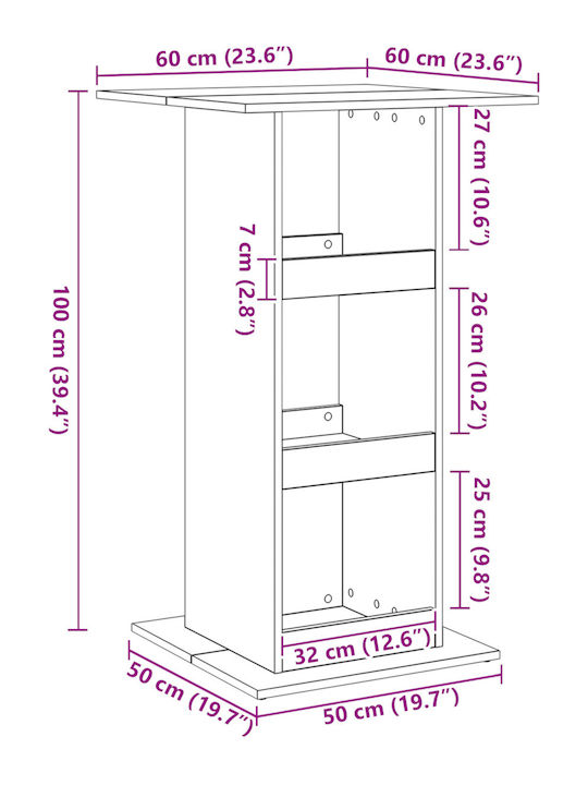 Tisch Bar Holz Black Oak 60x60x102cm